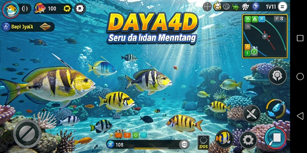 Tangkapan layar menunjukkan gameplay seru Tembak Ikan di DAYA4D.