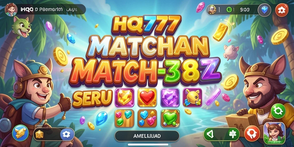 Tangkapan layar HQ777 menunjukkan gameplay Match-3 yang menarik dan menantang.