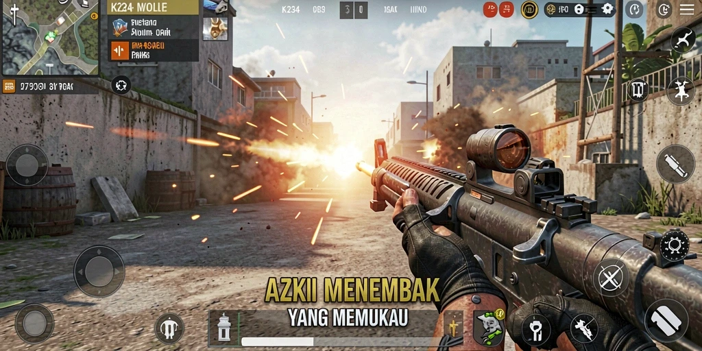 Gameplay intens di K234 dengan aksi menembak yang mendebarkan.